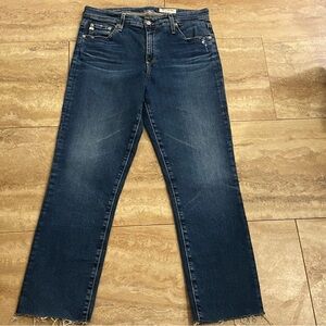 AG Adriano Goldschmied Dark Blue Straight Leg Jeans